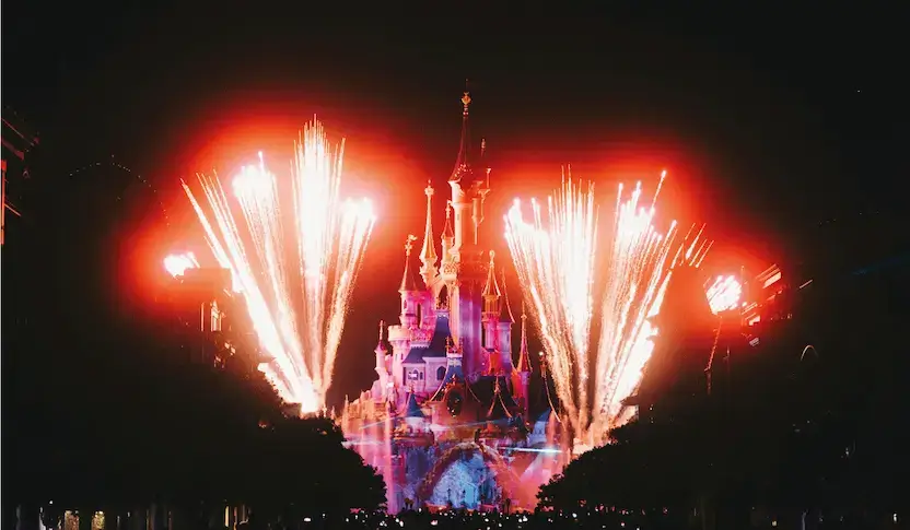 Fireworks over Sleeping Beauty Castle at Disneyland Paris