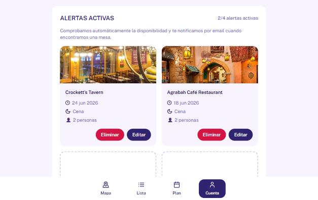 Restaurant availability alert system for Disneyland Paris