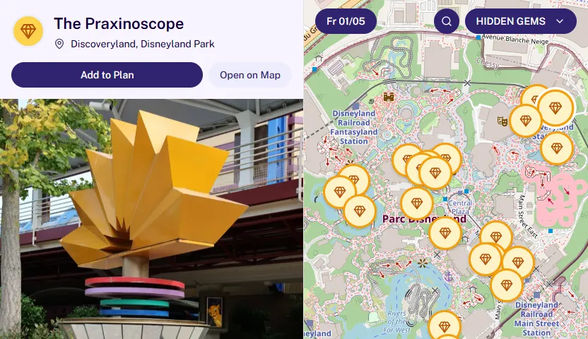 Hidden gems filter activated on the MagicWait Paris interactive map