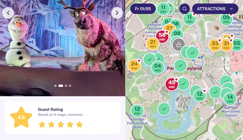 Star rating system, media gallery and completed plan map in MagicWait Paris