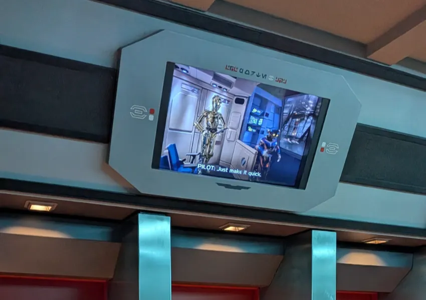 The AC-38 droid hiding in the Star Tours cabin